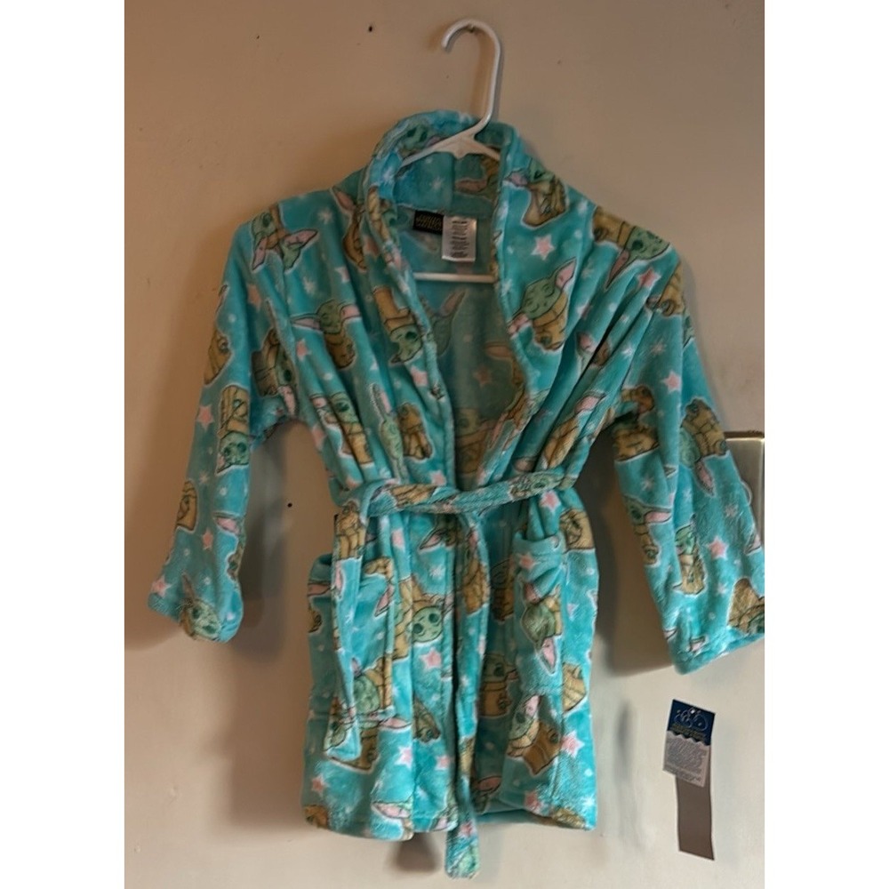 Star‎ Wars The Mandalorian Baby Yoda Fleece Bath Robe Girls Size small 6/6X NWT